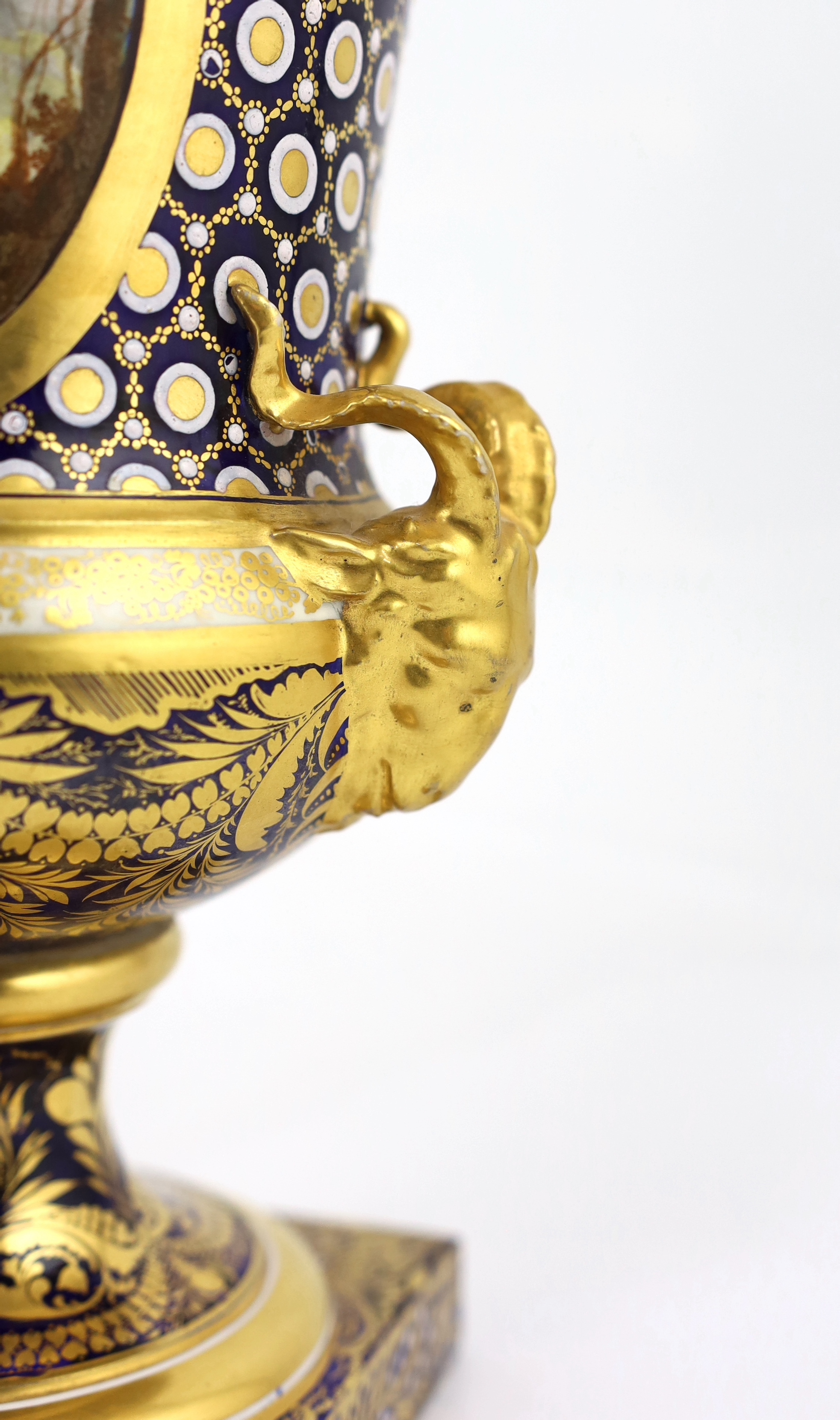 An unusual English porcelain campana vase, possibly Coalport, c.1825